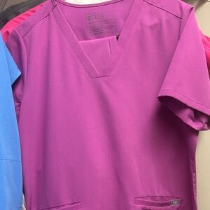 Figs Vivid Purple Scrub Top and pants